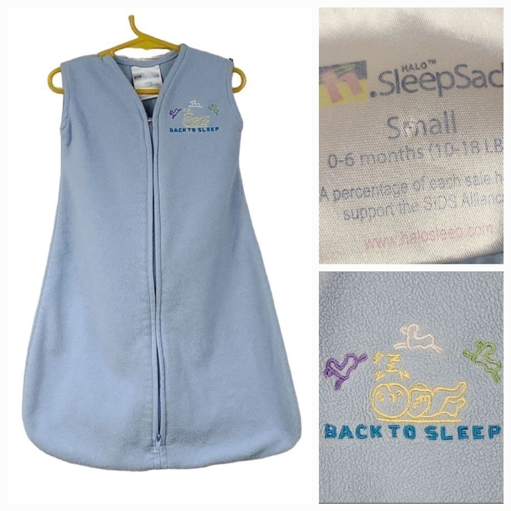 HALO Sleepsack FLEECE Wearable Blanket TOG 1.0 Sleeper BLUE Small 0-6M 10-18lbs